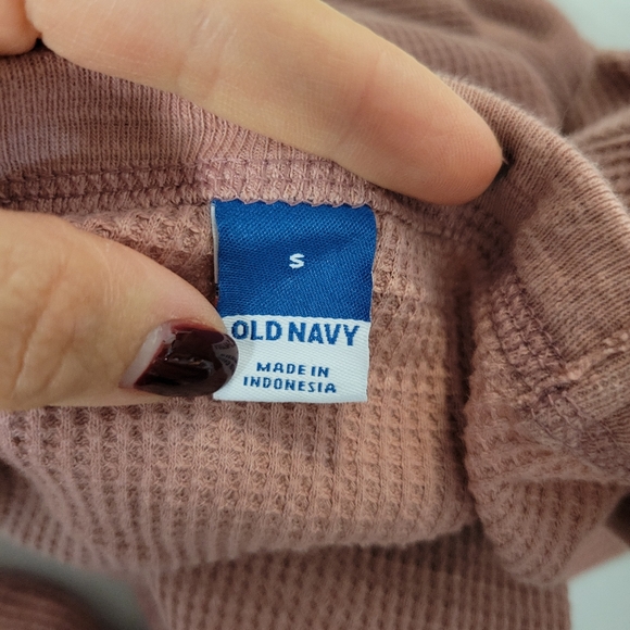 2/$16 Long Sleeve Waffleknit Cropped Thermal Tops White Pink XS-S - Picture 4 of 11